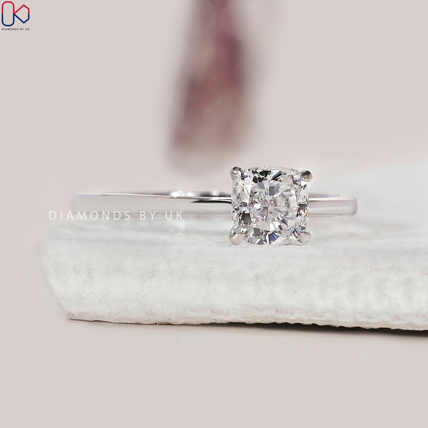Cushion Diamond Solitaire Engagement Ring