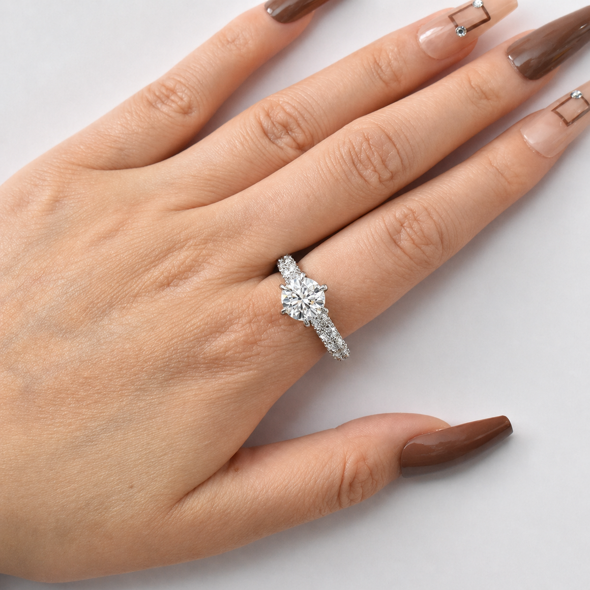 Gorgeous Pave Round Cut 3.0ct Engagement Ring In Sterling Silver