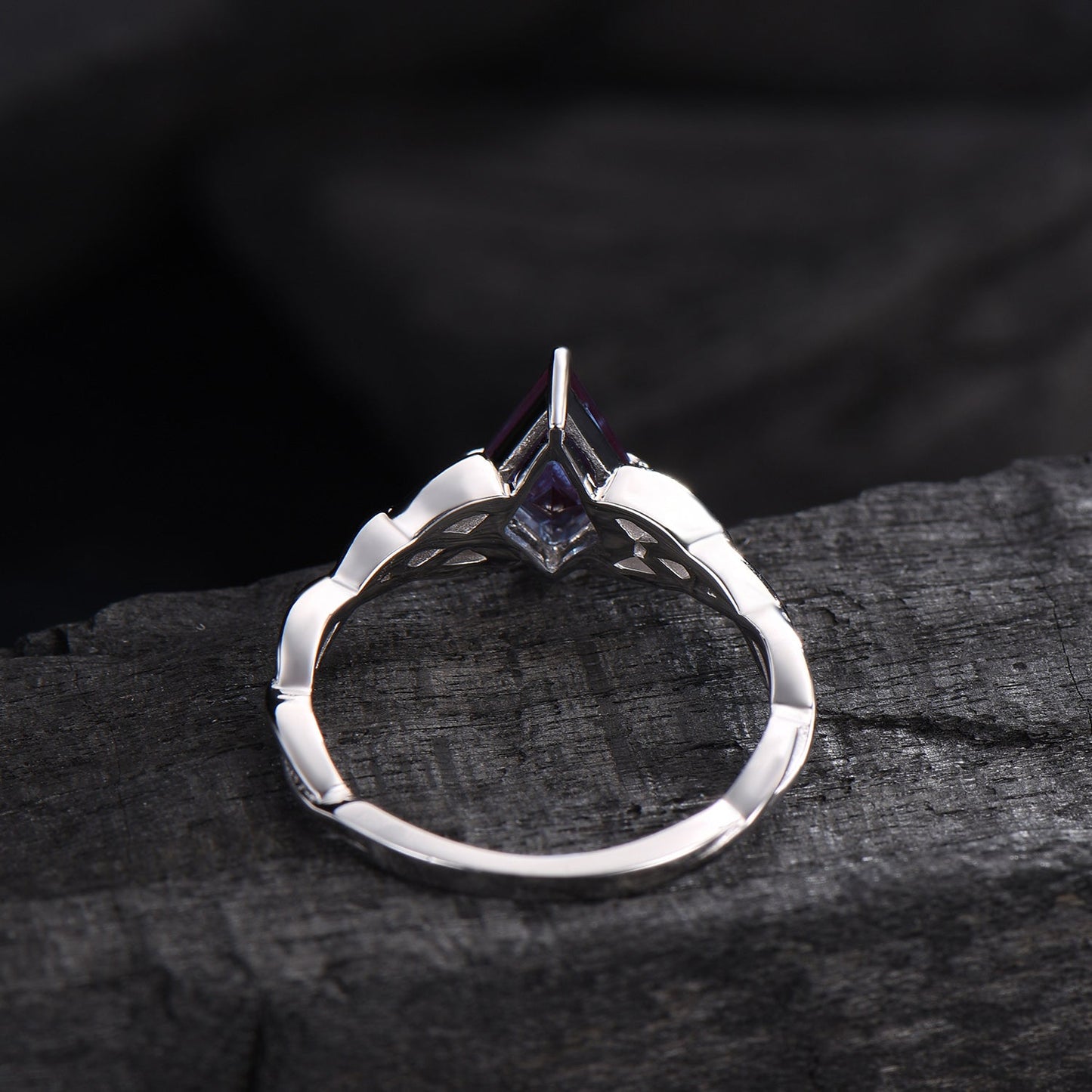 Solitaire Kite Cut Alexandrite Ring Celtic Love Knot Norse Viking Alexandrite Engagement Ring