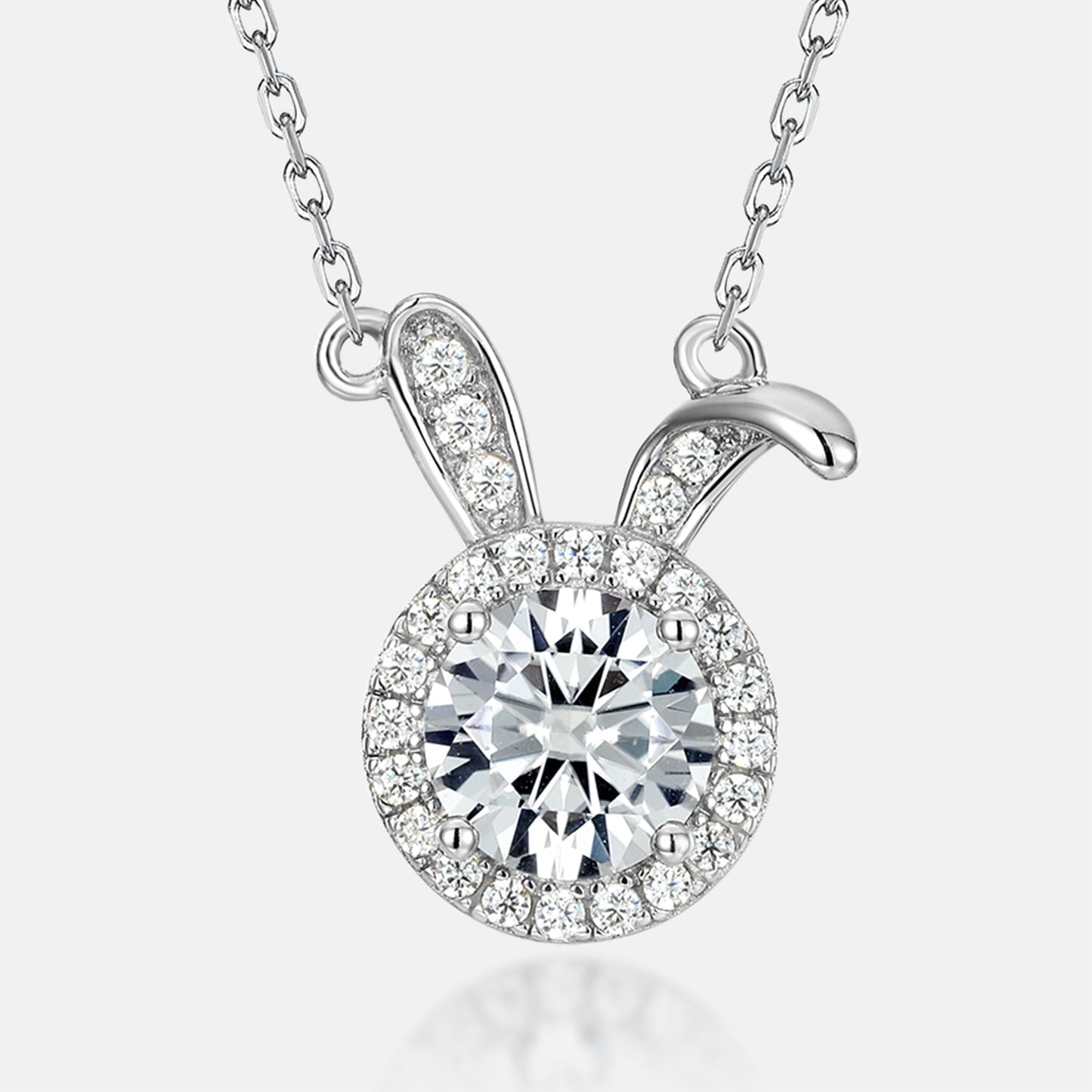 Sparkling Rabbit Halo 1 Carat Round Moissanite Pendant Necklace