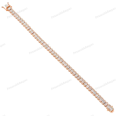 6MM Baguette Cut VVS D Moissanite Silver Bracelet For Women