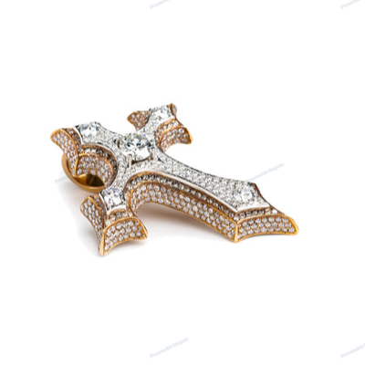 925 Silver Moissanite Diamond Set Cross Design Hip Hop Pendant