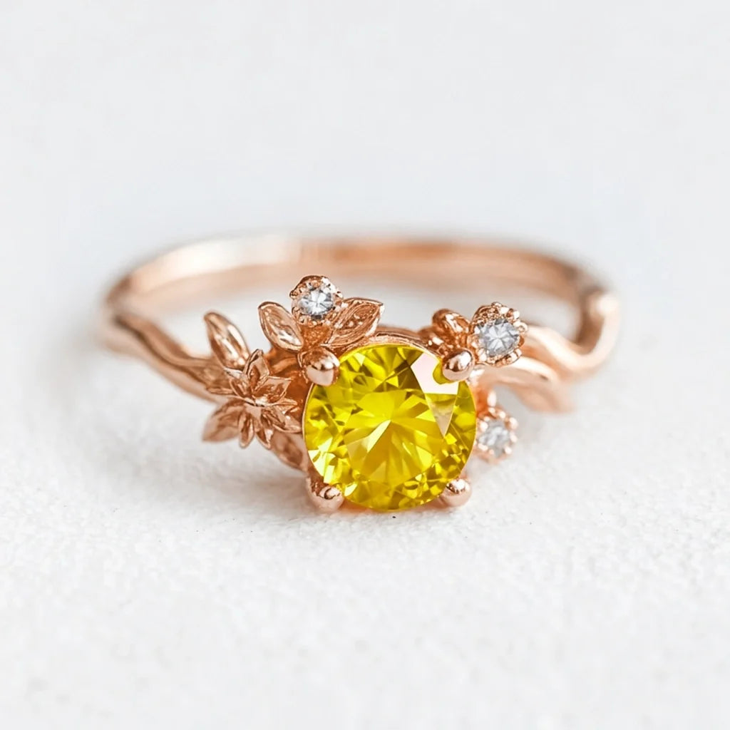 Marguerite’s Sunbeam | Yellow Sapphire Vine Engagement Ring
