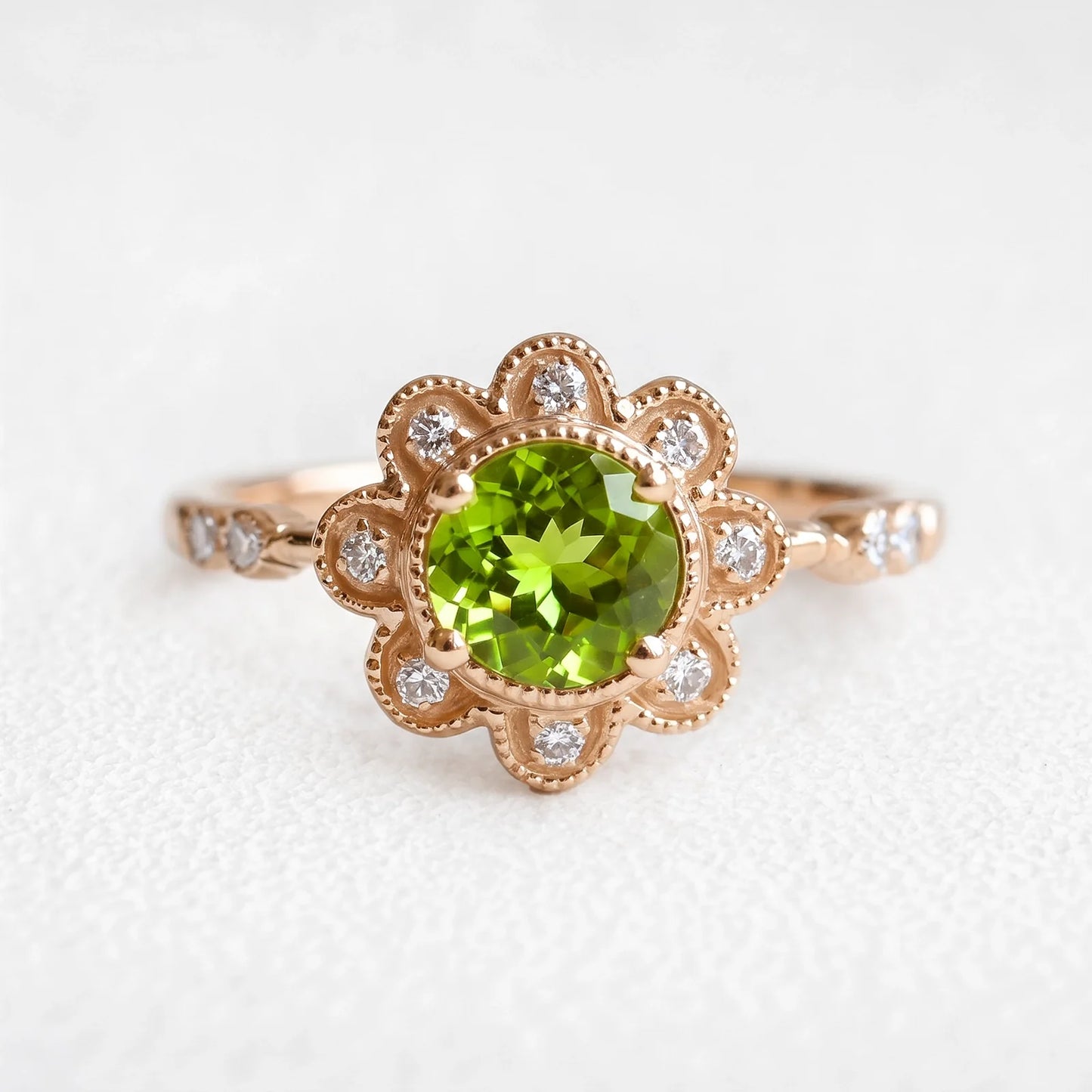 Isadora’s Jardin | Round Green Sapphire Engagement Ring