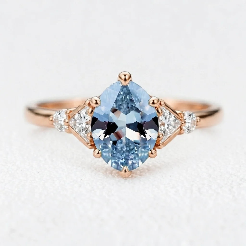 Aurora’s Tide | 2CT Oval Aquamarine Solitaire Engagement Ring