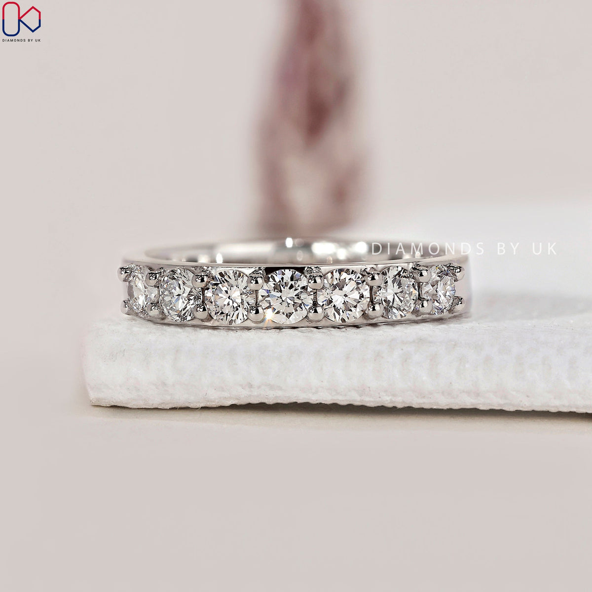 White Gold Wedding Band - 7 Stones