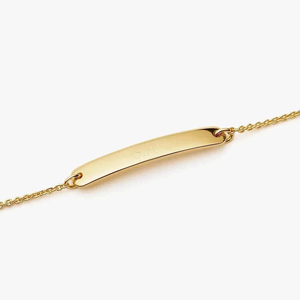 18K Gold Vermeil Engravable Bar Chain Bracelet