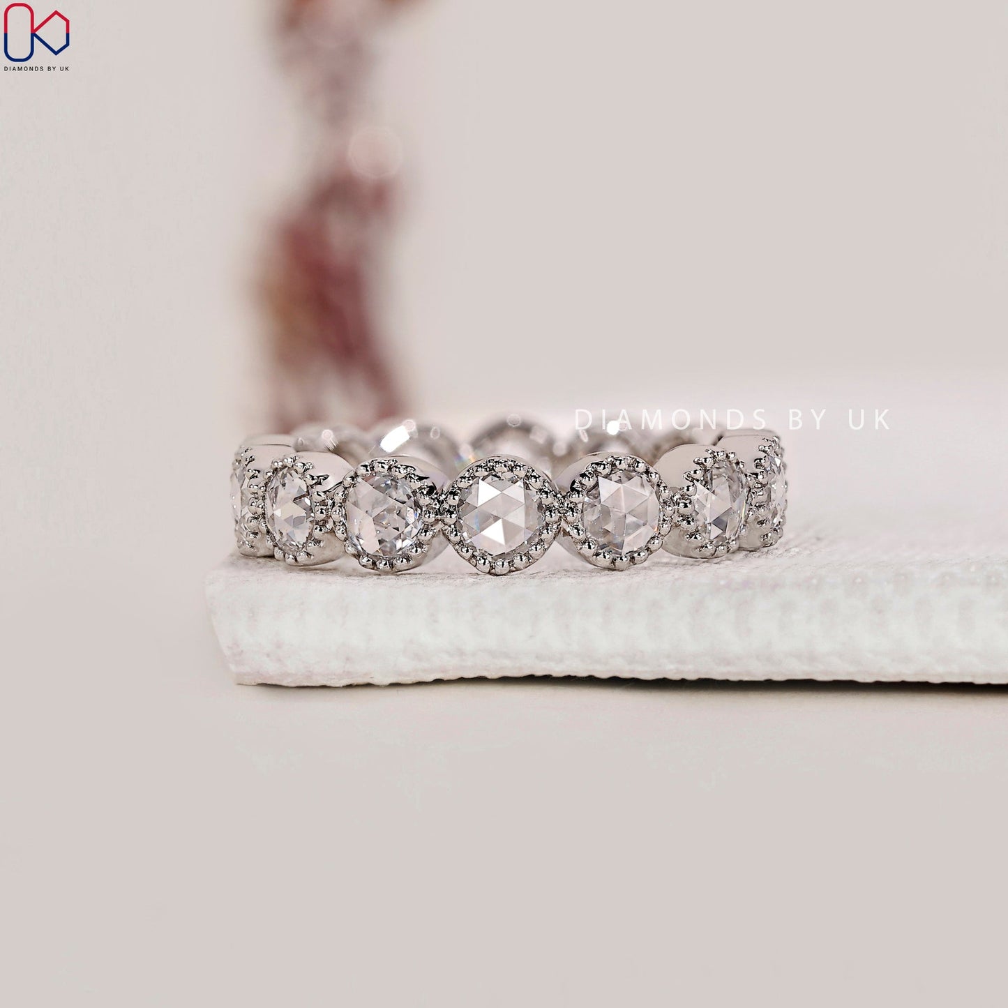 Milgrain Bezel Full Eternity Band In White Gold