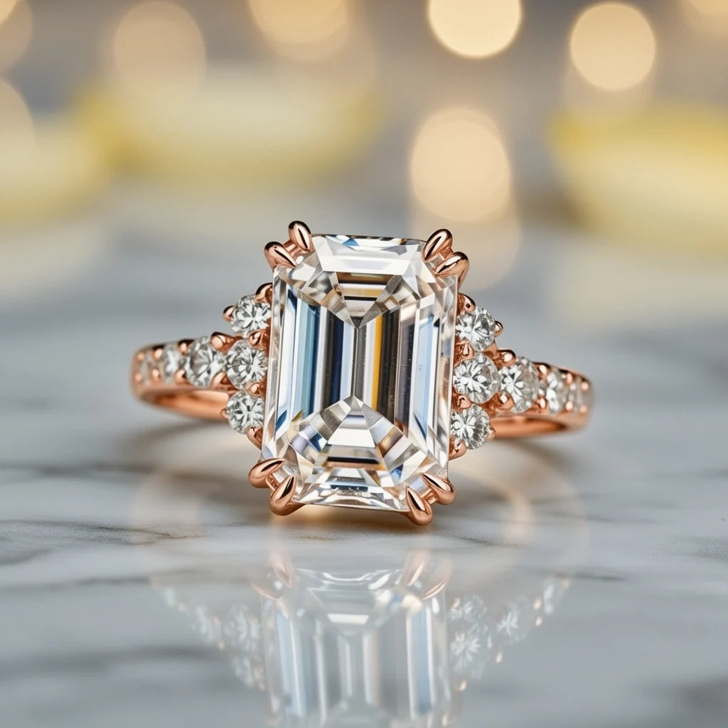 Seraphina’s Luminance | 3CT Emerald Cut Diamond Engagement Ring