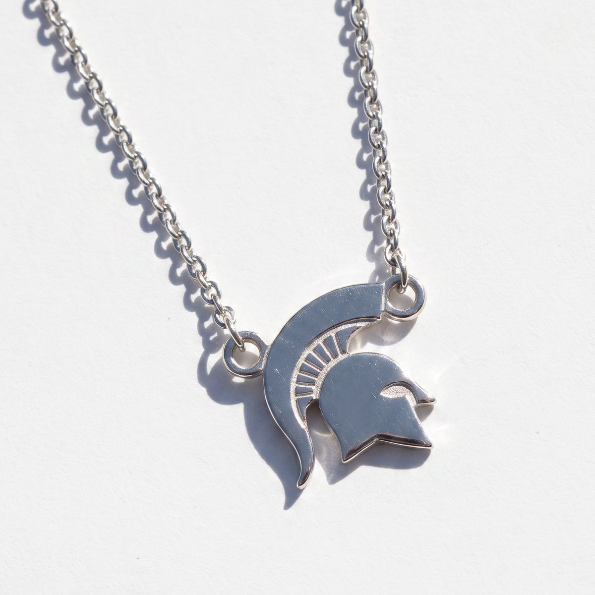 MSU Spartan Helmet Necklace | Sterling Silver