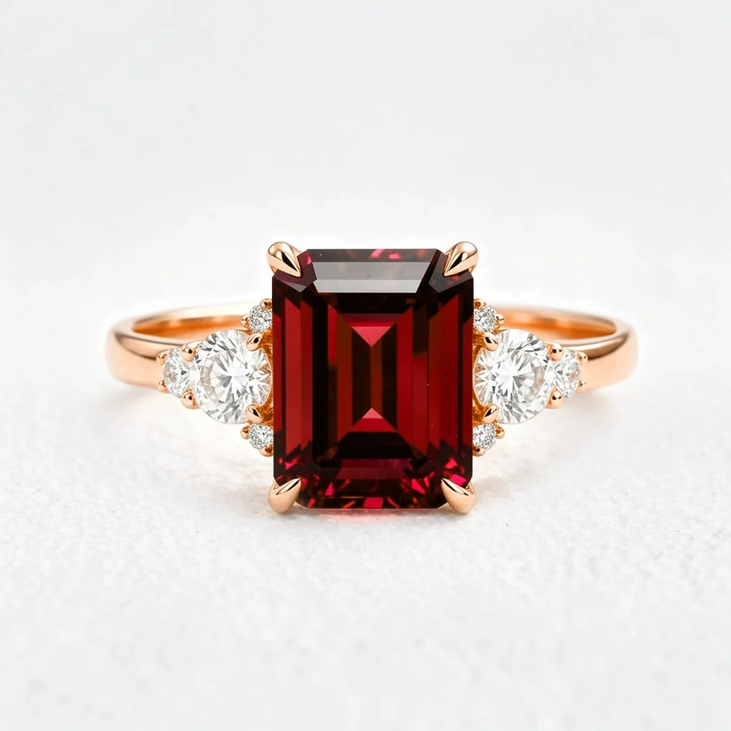 Scarlett’s Crimson | 2CT Emerald Cut Ruby Engagement Ring