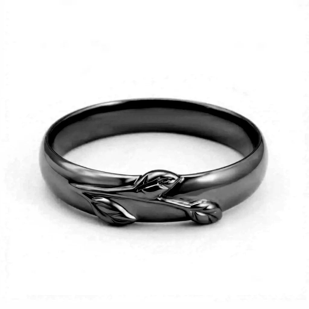 Léonie Oval Cut Moss Agate Leafy Gold Couple Ring Set