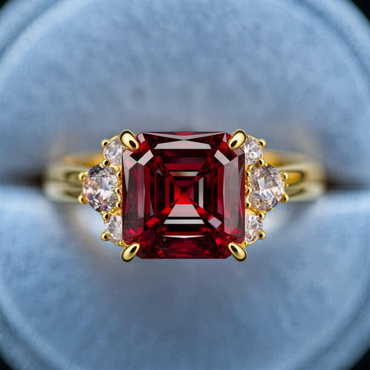 Valencia‘s Crimson | Asscher Cut Ruby Engagement Ring