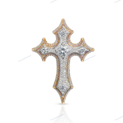 925 Silver Moissanite Diamond Set Cross Design Hip Hop Pendant