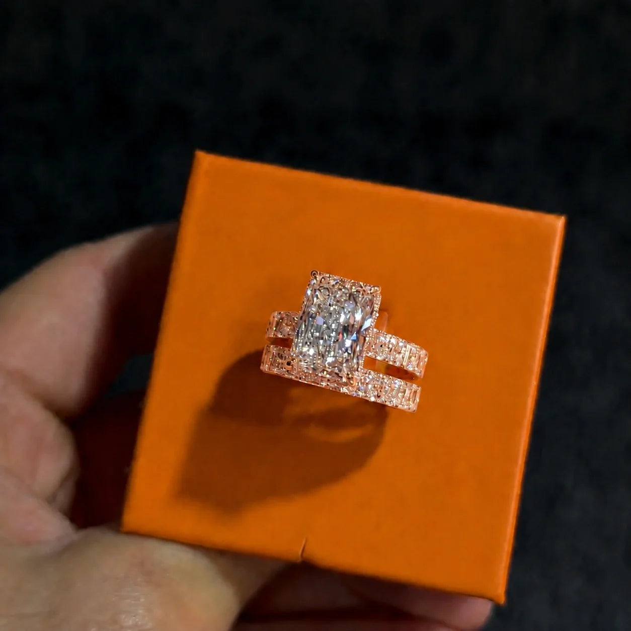 Breathtaking 5.0ct Radiant Cut Pavé Wedding Ring Set in Sterling Silver