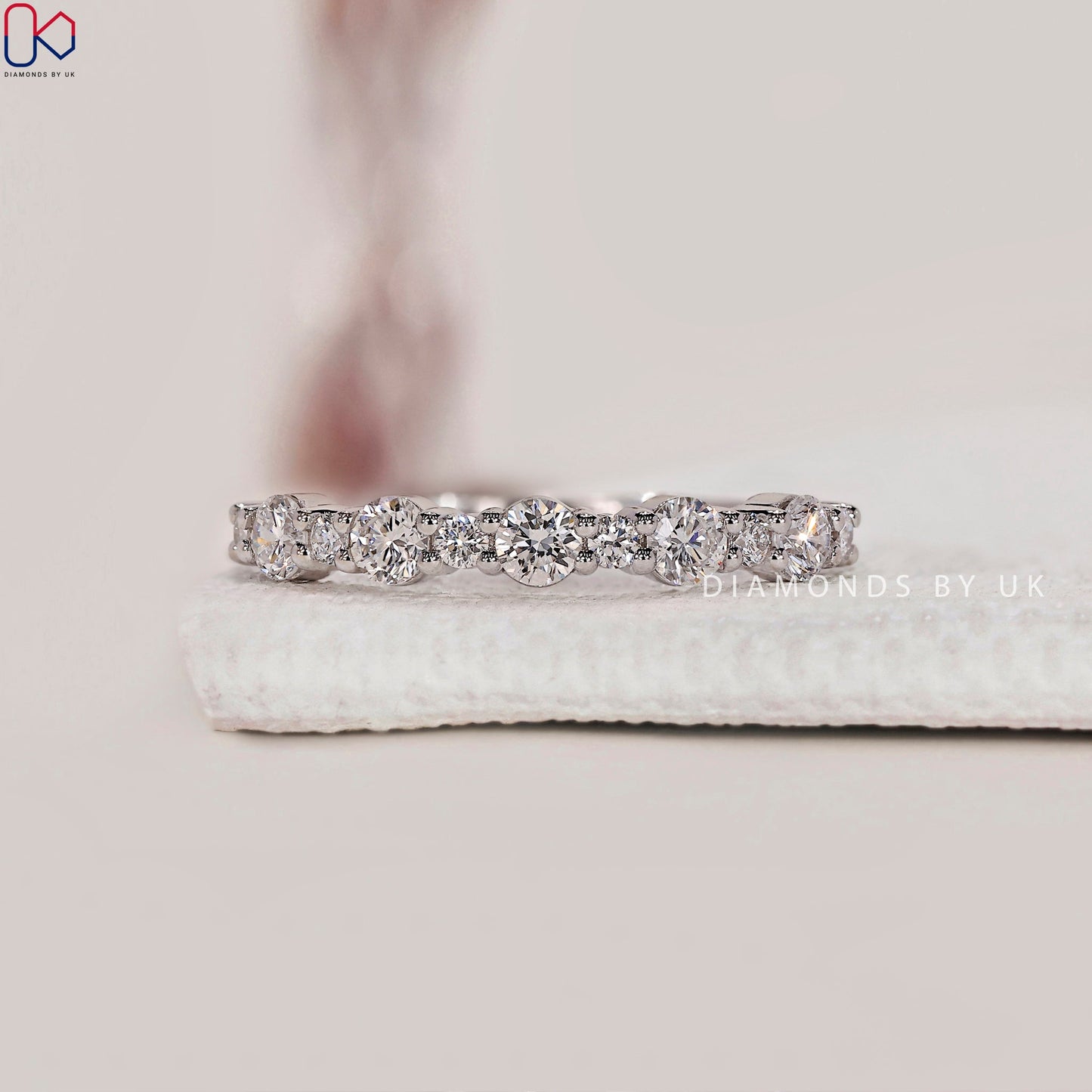 White Gold Diamond Band - Round Cut Diamond