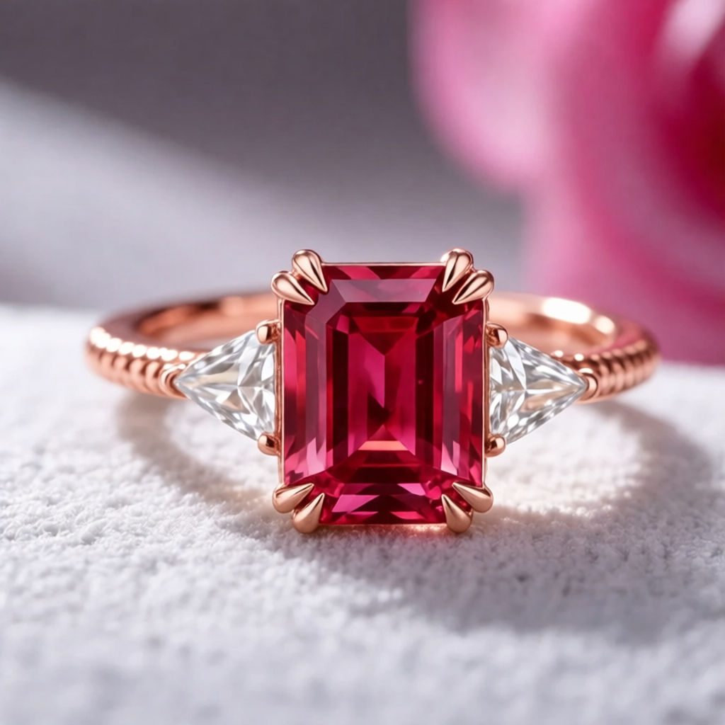 Sienna's Crimson | 2CT Emerald Cut Ruby Engagement Ring