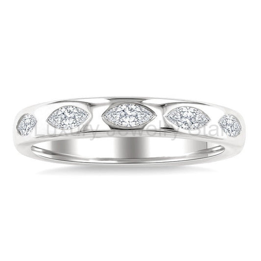 5 Stone Marquise Shape Bezel Set Diamond Band - image 2