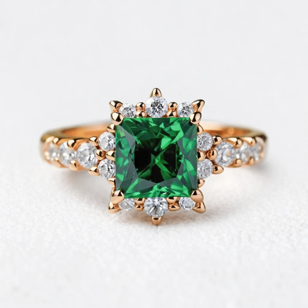 Aurora‘s Arbor | Princess Cut Green Sapphire Engagement Ring