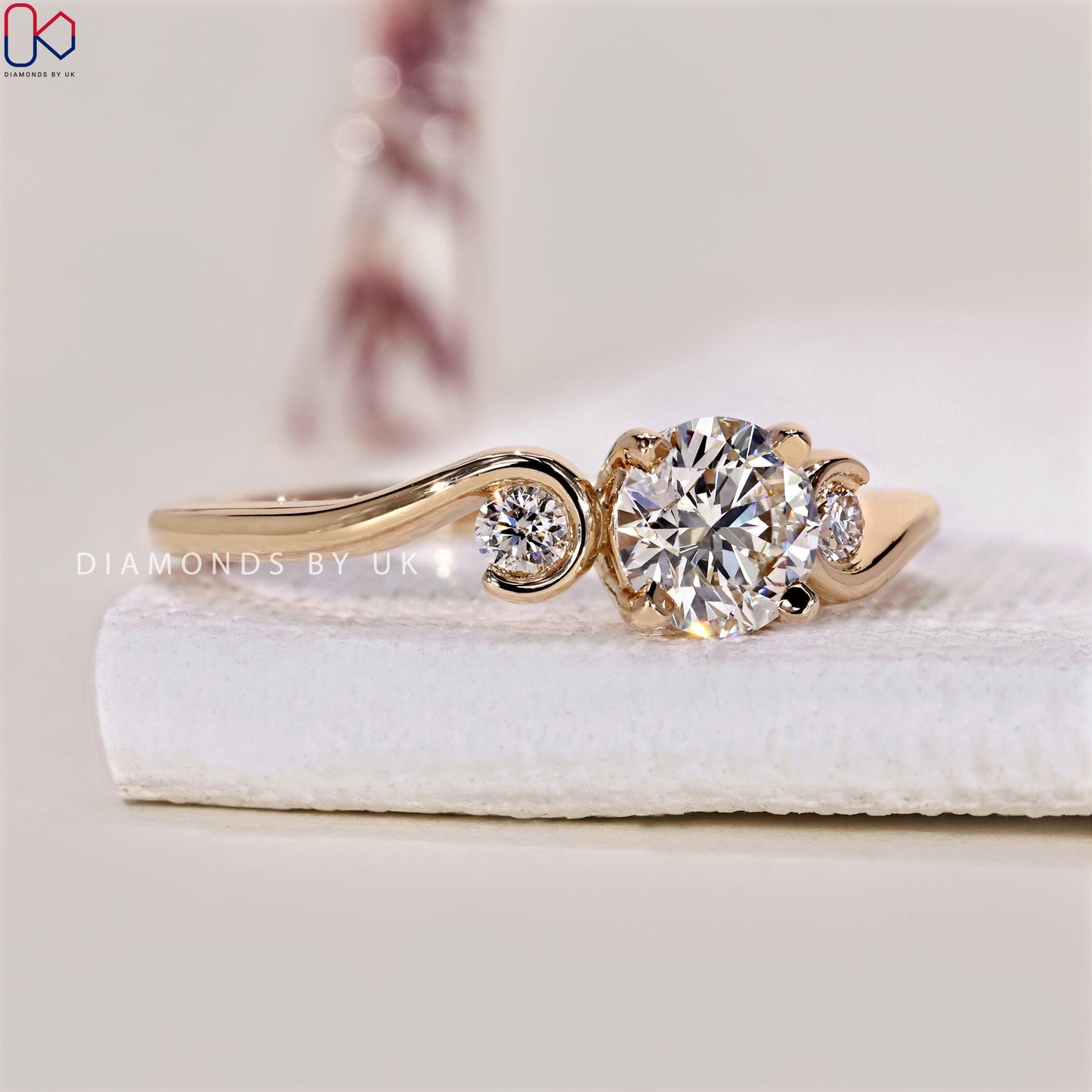 3 Diamond Engagement Ring - Round Diamond