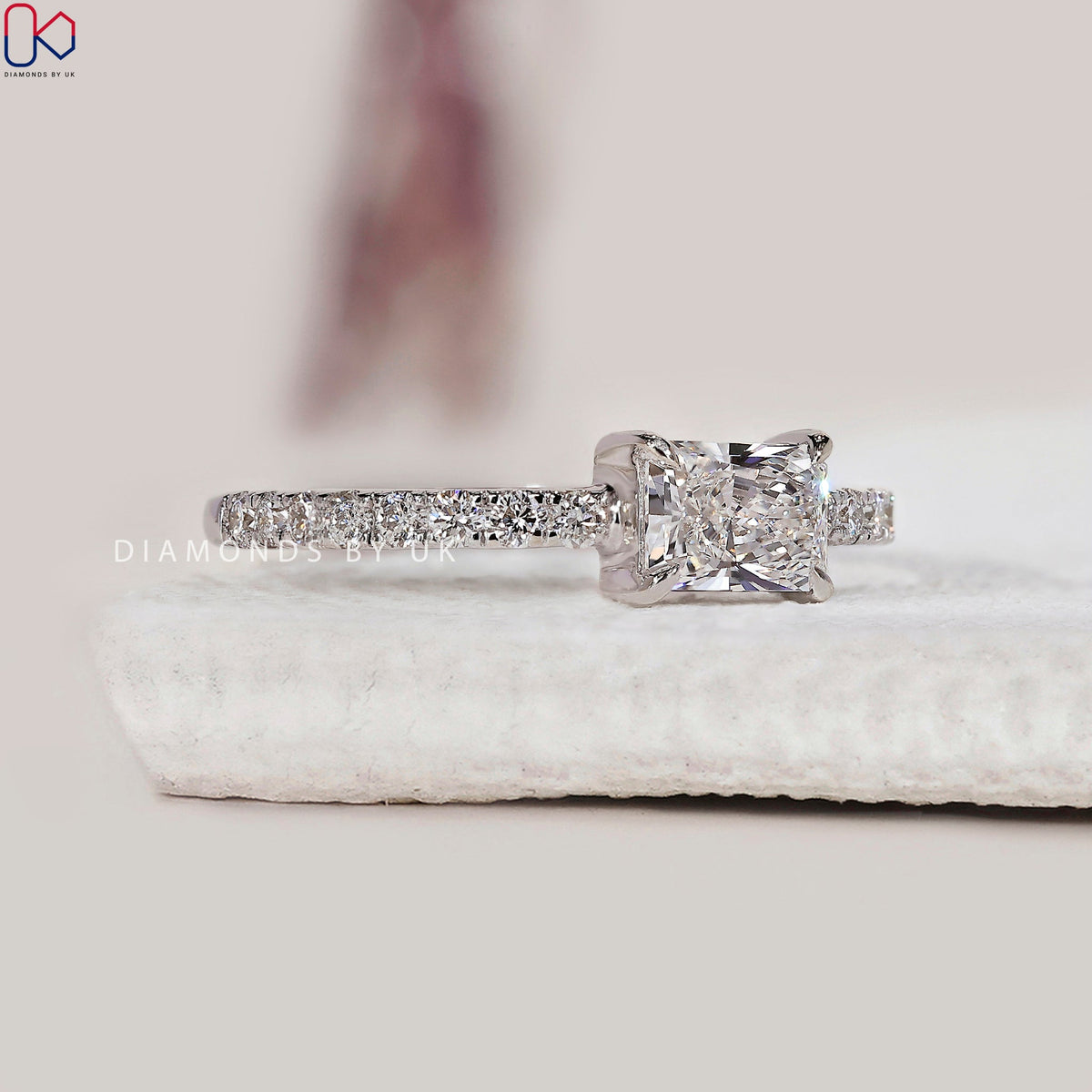 Radiant Cut Diamond East West Ring