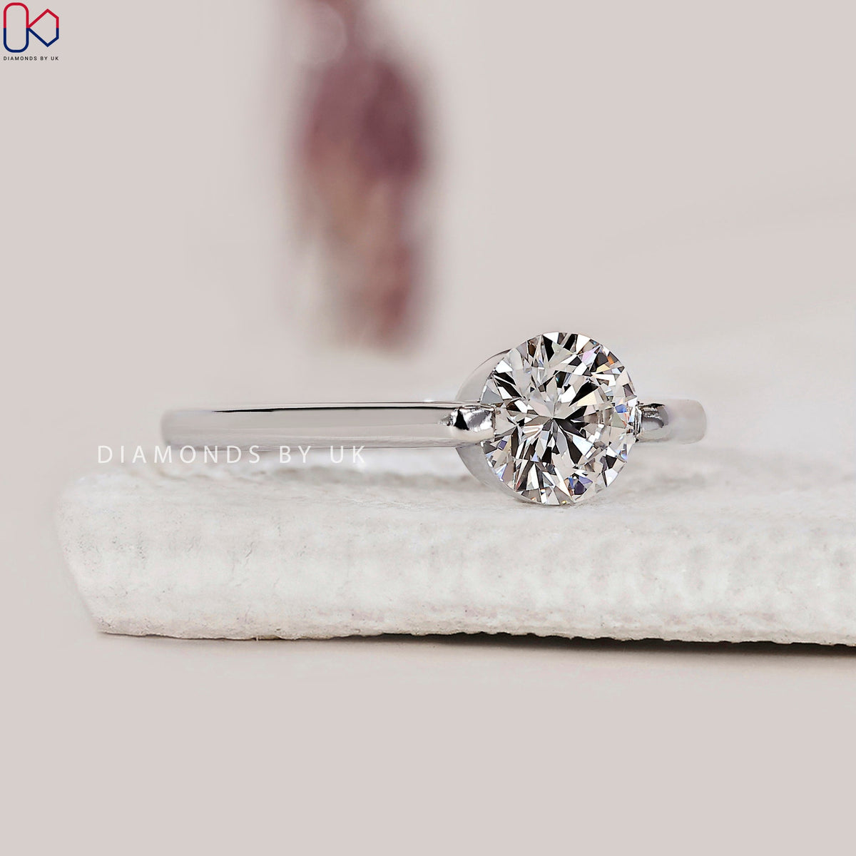 Round Solitaire Engagement Ring In White Gold