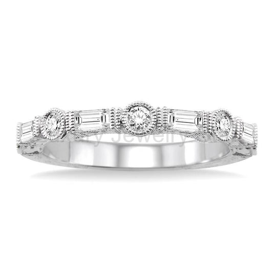 Stackable Baguette Diamond Wedding Band - image 2