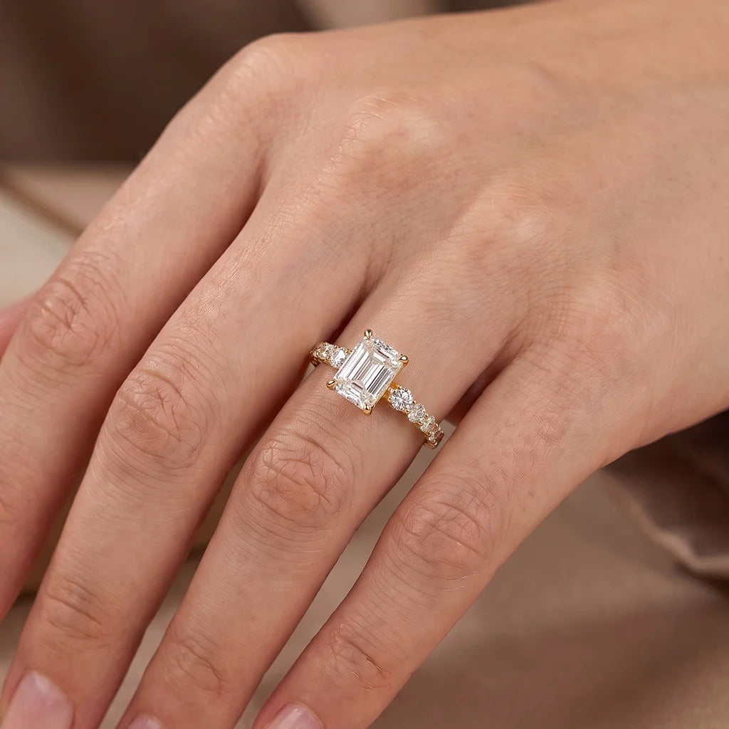Audrey’s Epoch | 2CT Emerald Cut Diamond Solitaire Engagement Ring