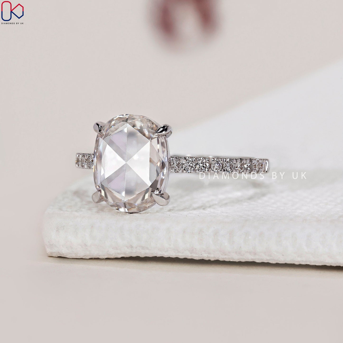 Rose Cut Diamond Ring - Pave Setting