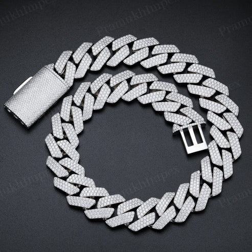 Hip Hop 23mm VVS Moissanite Silver Iced Out Miami Link Bracelet