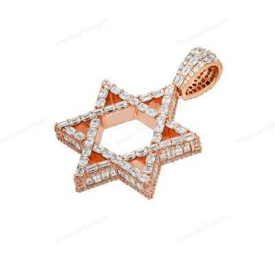 Baguette Diamond Rose Gold Plated Hip Hop Pendant