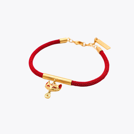 Vermilion Radiance - Crimson Kitsune Luck Red String Bracelet