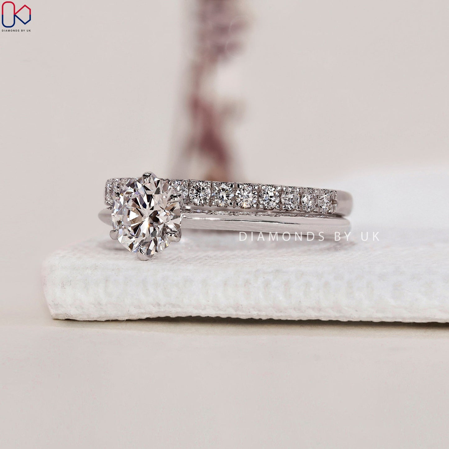 Round Engagement Ring Band With Diamonds