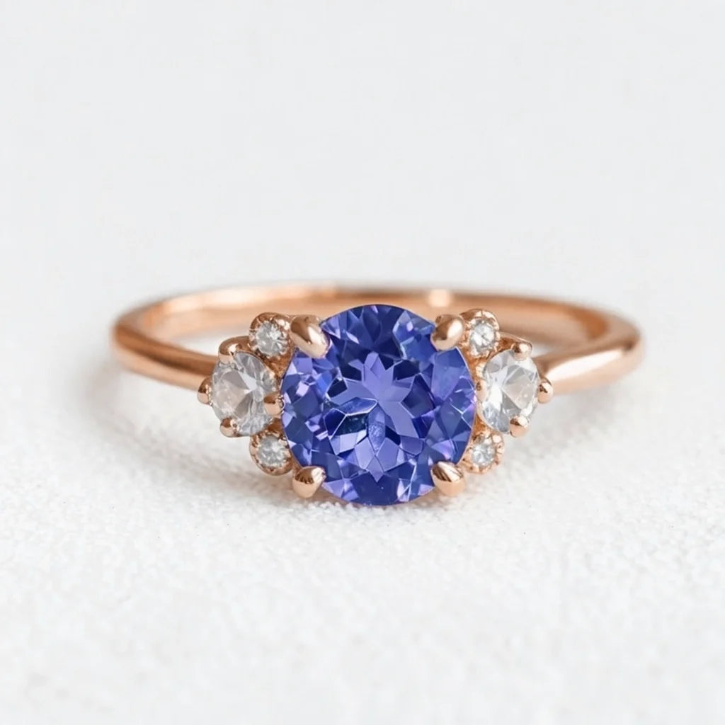 Velvet Twilight | Round Blue-Violet Tanzanite Engagement Ring