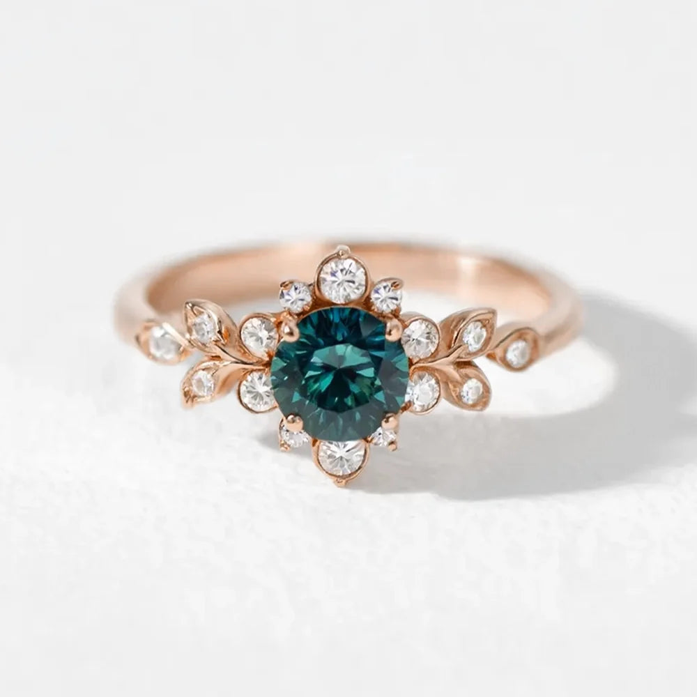 Elara‘s Bloom | Natural Blue-Green Sapphire Engagement Ring
