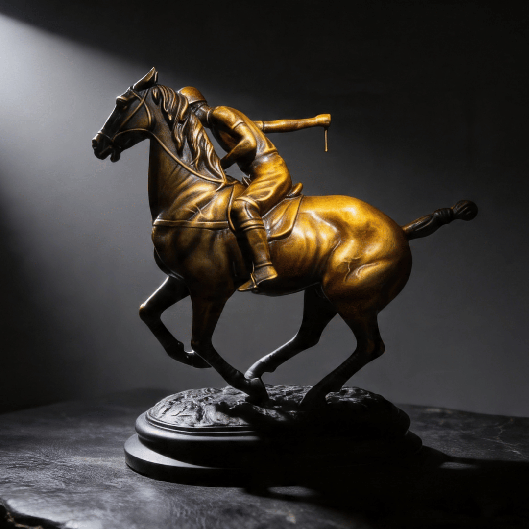 Bronze Polo Player on Horseback Sculpture
