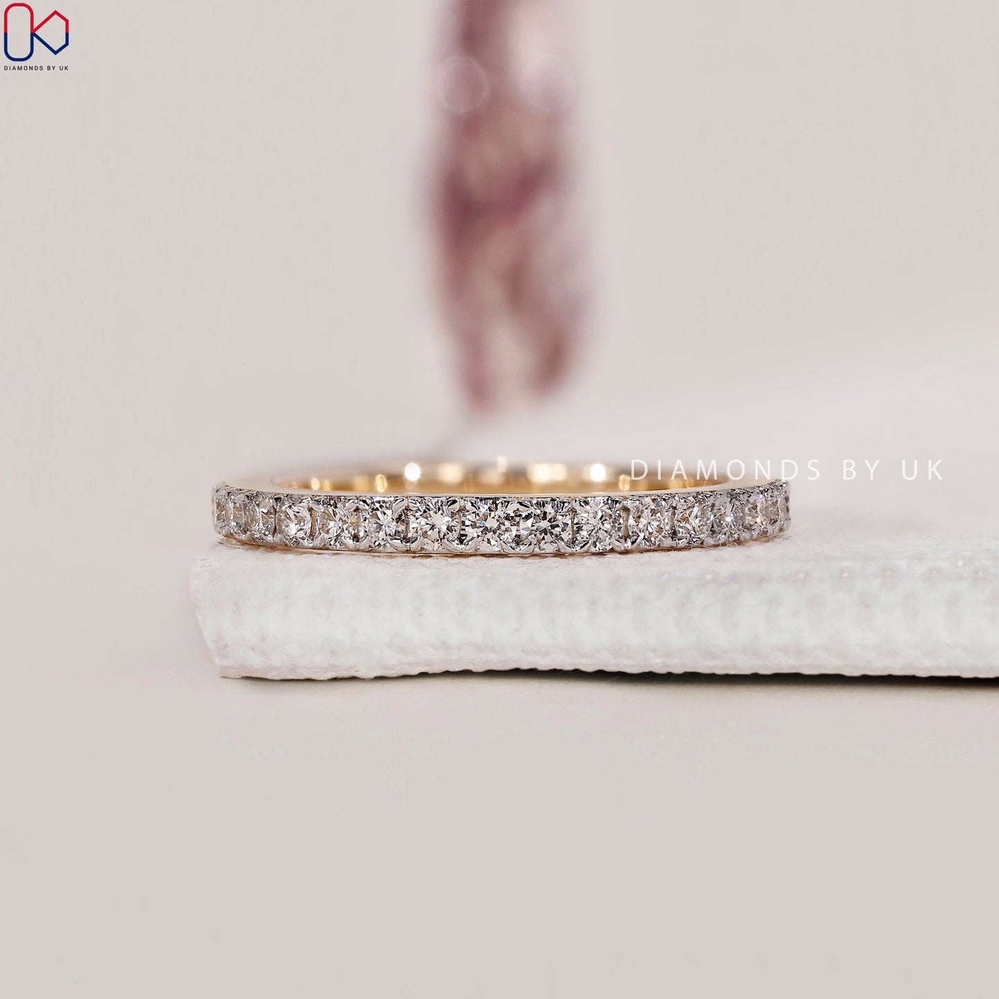 Round Diamond Two Tone Wedding Band