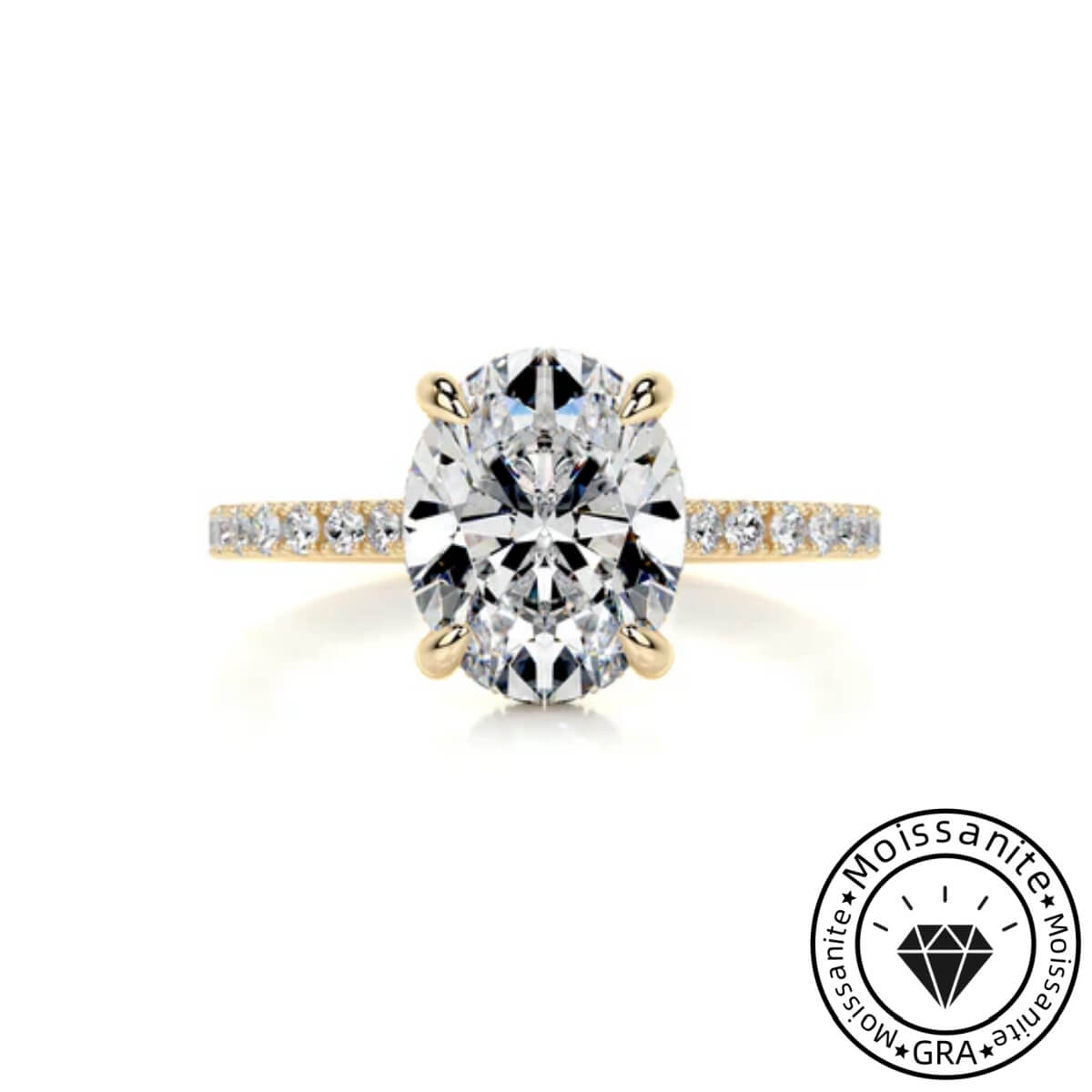 Radiating  Solarii Moissanite 3.0ct Oval Cut 925 Sterling Silver Hidden Halo Engagement Ring