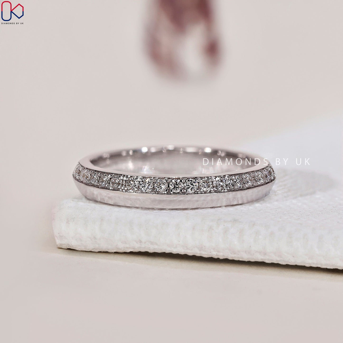 Knife Edge Wedding Band – Half Eternity