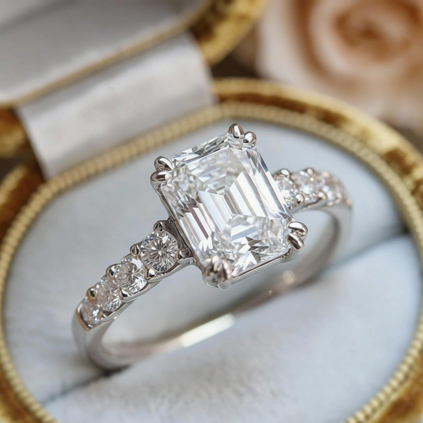 Aria's Luminance | Emerald Cut Diamond Engagement Ring