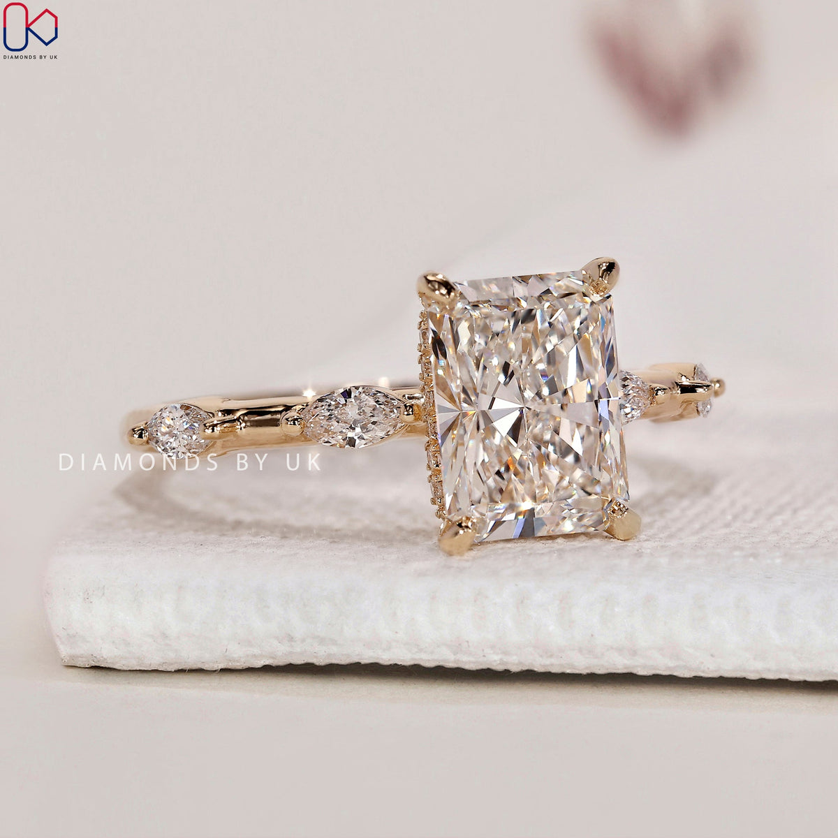 Radiant Cut Engagement Ring - Hidden Halo