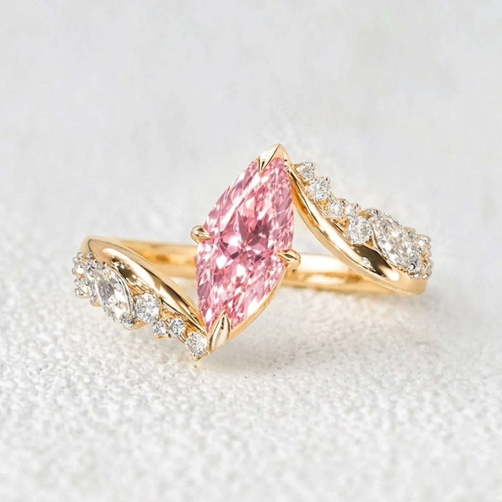 Aurora’s Bypass | 3CT Marquise Cut Pink Sapphire Engagement Ring