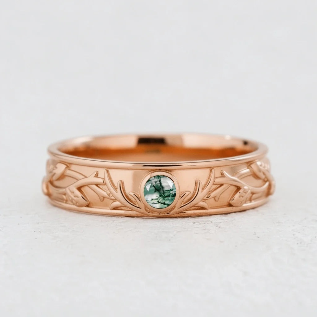 Cernunnos’ Antler | Moss Agate Men‘s Band