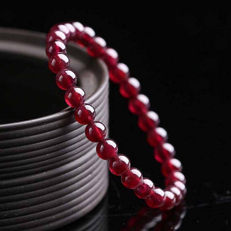 Red Garnet Stone Bead Bracelet