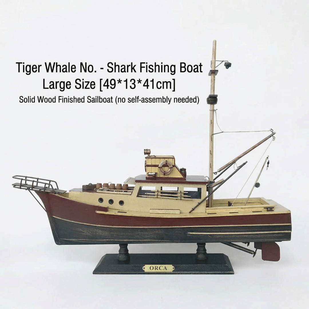 Solid Wood Fishing Vessel Model Sculpture
