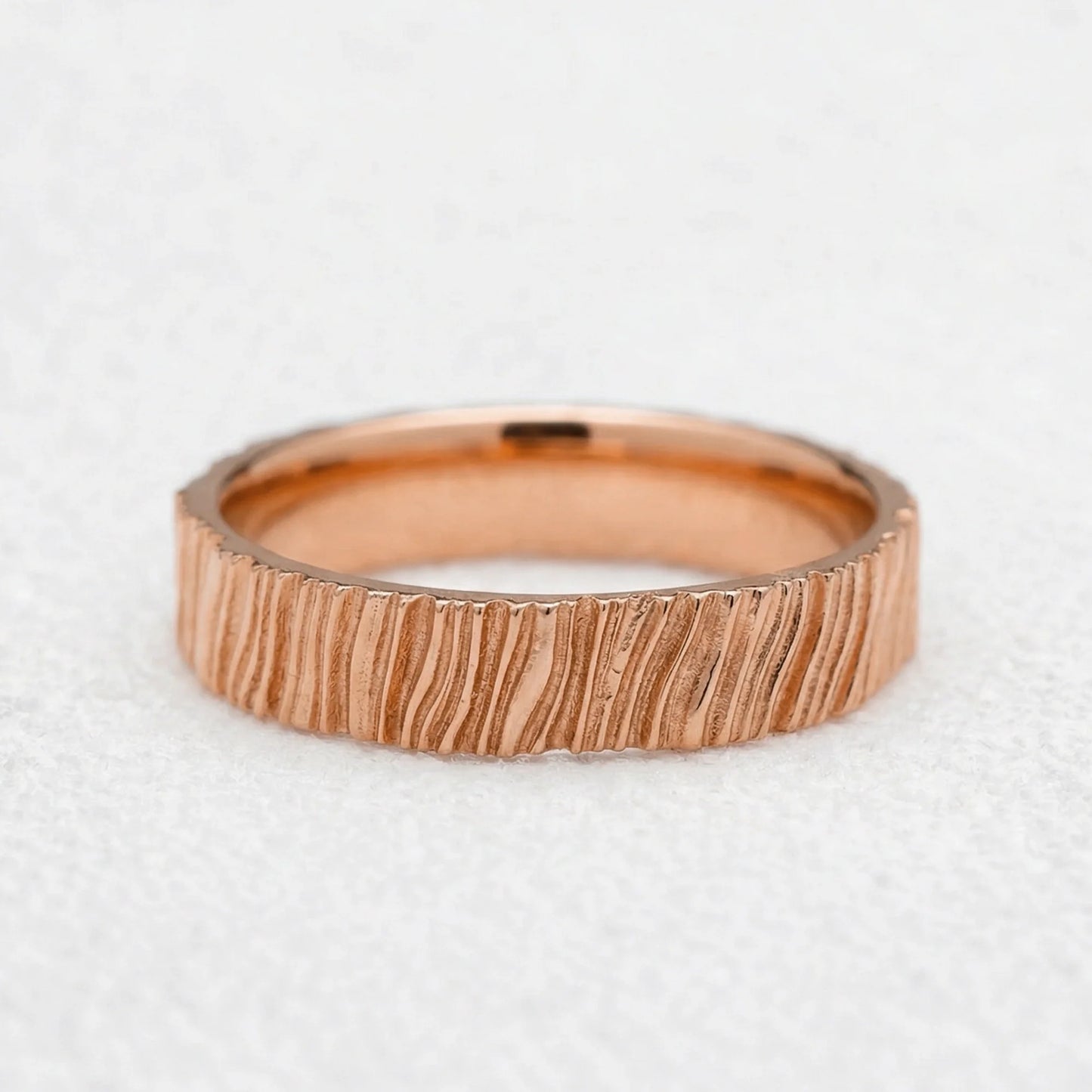 Oak Grain | 4MM Hand-Carved Wood Texture Men’s Wedding Band