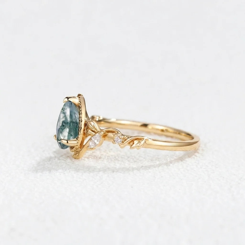 Hazel’s Thicket | Moss Agate Engagement Ring