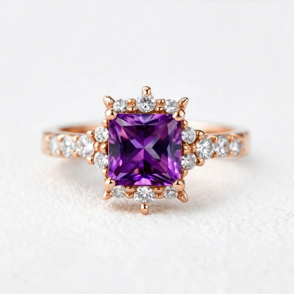 Aurora’s Promise | Princess Cut Purple Sapphire Solitaire Engagement Ring
