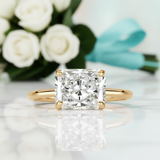 2.50 Ct Radiant Cut Moonstone Engagement Ring