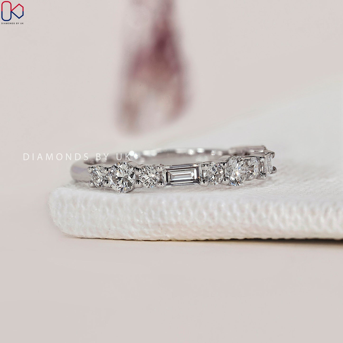 Half Eternity Round Diamond And Baguette Band